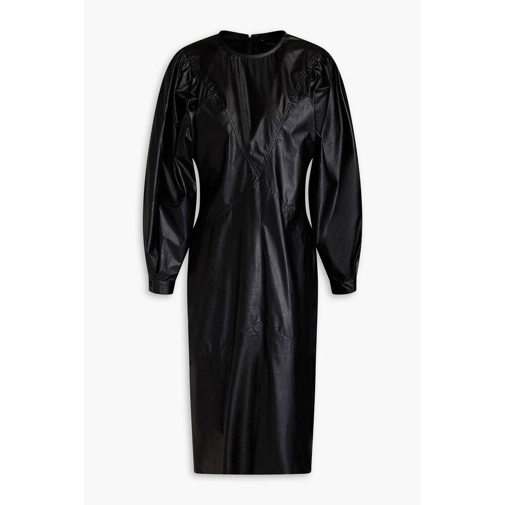 Isabel Marant Drea Black Faux Leather Long Sleeve Midi Dress Size 4 - Picture 3 of 16